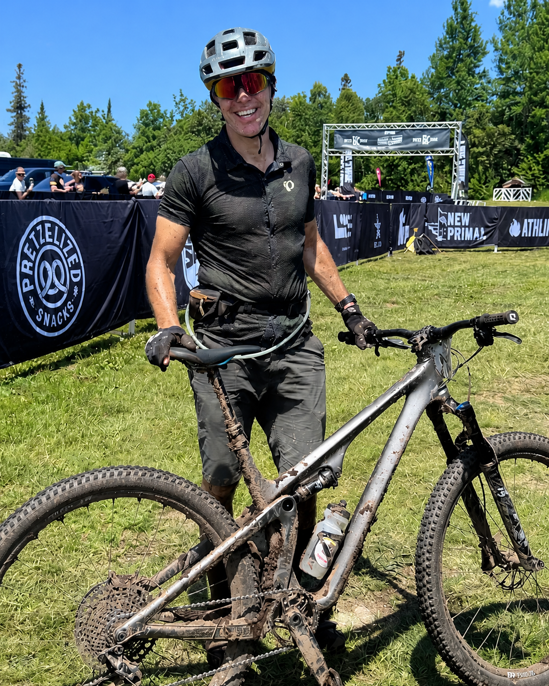 Haig Newton with his mountain bike after an event